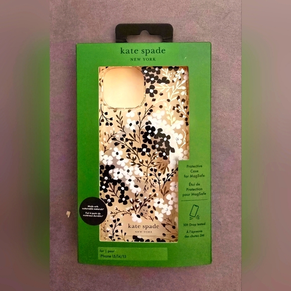 Kate Spade Clear Floral Gem Apple iPhone 15/ 14/ 13 MagSafe Protective Case - Picture 1 of 3